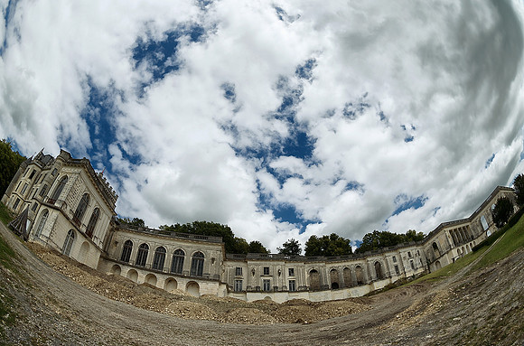 Fish-eye lens shot of Château La Mercerie at Magnac Lavelette