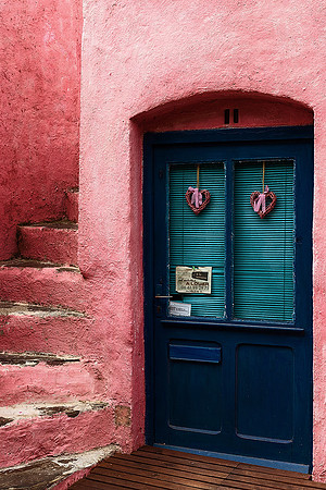 Pink Walls and Blue Door - Collioure