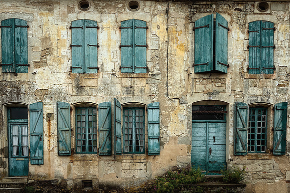 Dirty Blue Shutters - Montmoreau